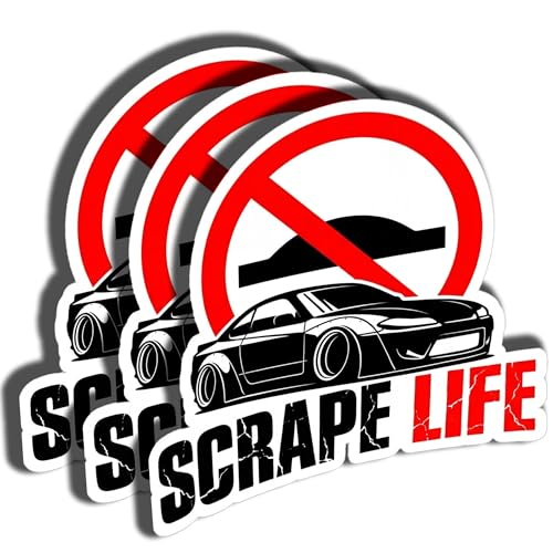 Image of 3PCS Scrape Life Car Stickers, Lowered Stance Car Waterproof Vinyl Decals Up to 3 inch for Bumper Truck Laptop Toolbox, Funny Car Guy Gift