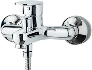 Galindo - Grifo de Bañera y Ducha - Nine - Mod. 4621011 - Blanco - Monomando Instalación en Pared - Caudal 20 l/min - Accesorios de Ducha - Latón Cromado