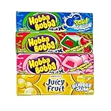 YCNO KOMBOFAN (Variety 4 Packs) Sour Blue Raspberry Max Bubble Gum, Strawberry Watermelon Max Bubble Gum, Outrageous Original Max Bubble Gum, Juicy Fruit Bubble Gum (5 pieces each, Total: 20 pieces)