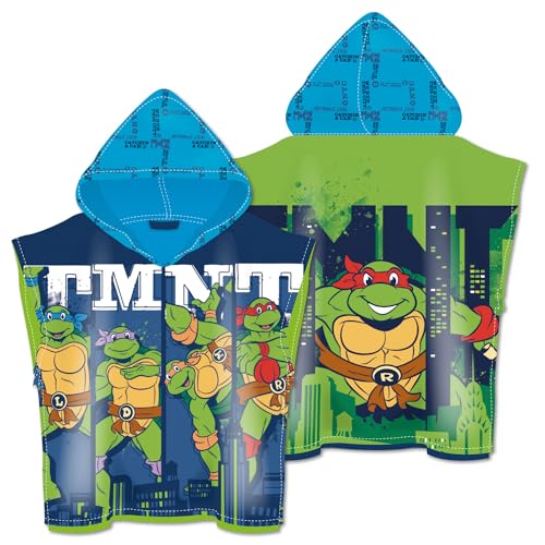 ARDITEX Poncho de plage pour enfant Tortues Ninja TMNT - Microfibre 240 g/m² avec capuche - Séchage rapide et toucher doux - Idéal pour la piscine ou la...