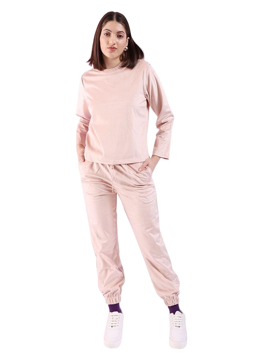 freehand Women Pink Round Neck Top and Pant Co-Ords Set (Ligth Pink_S)-picture-39