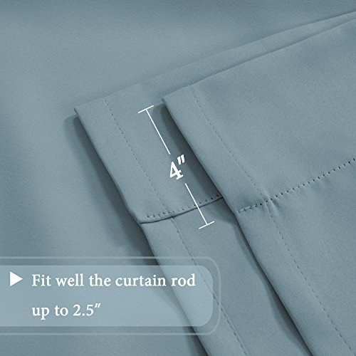 H.versailtex Thermal Insulated Blackout Adjustable Tie Up Shade Curtain Window Treatment (Rod Pocket 2 Panels, 42 Inches W X 63 Inches L，Stone Blue) #TOP5