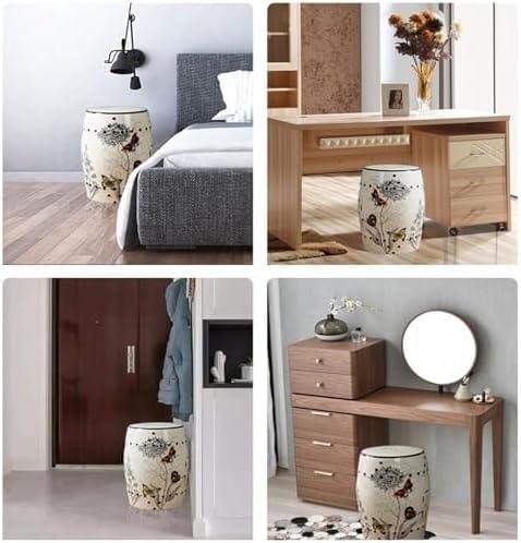 ELEFOCUS Ceramic Drum Garden Stool,Decorative Ceramic Garden Stool(I)