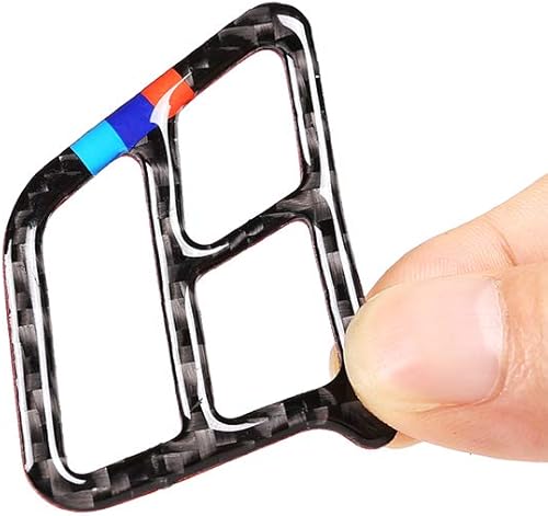 Miniatura 9 de YIWANG Adhesivos de marco de botón de volante de fibra de carbono real, 2 unids para BMW Serie 3 E90 2005-2012 accesorios de automóvil