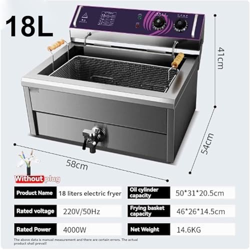 25L Deep Fryer for Home & Commercial Use, Electric Large Deep Fat Fryer with Basket & Lid, Adjustable Temperature & Timer, Removable & Washable Design