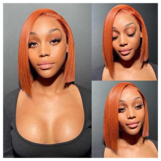 UCUVIC Ginger Lace Front Wigs Human Hair Bob Wig 13x4 Frontal Glueless Wigs Human Hair Pre Plucked, Color #350 Bob Wigs Ginger Wig HD Lace Front Wigs Human Hair Wigs For Women 180% Density 12 Inch