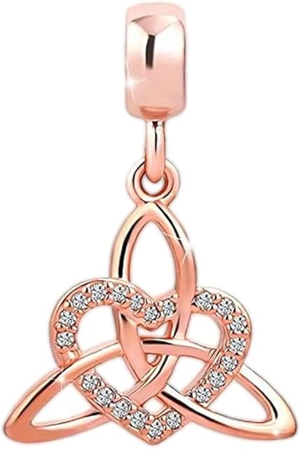 KunBead Jewelry Rose Gold Tone Celtic Knot Dangle Bead Charms Compatible with Pandora Bracelets