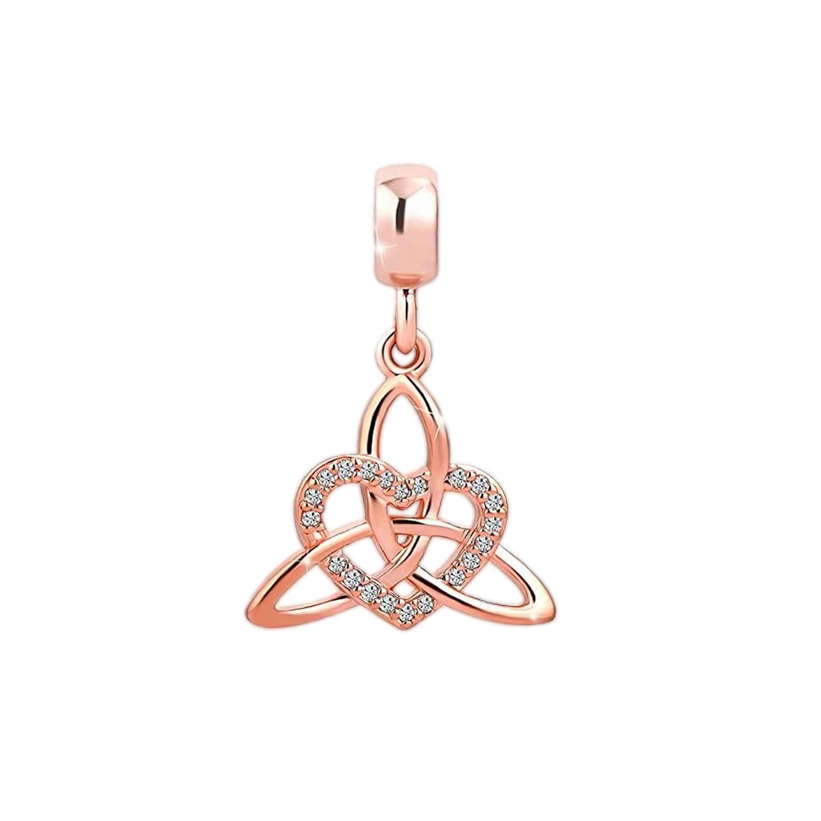KunBeadJewelry Rose Gold Tone Celtic Knot Dangle Bead Charms Compatible with Pandora Bracelets