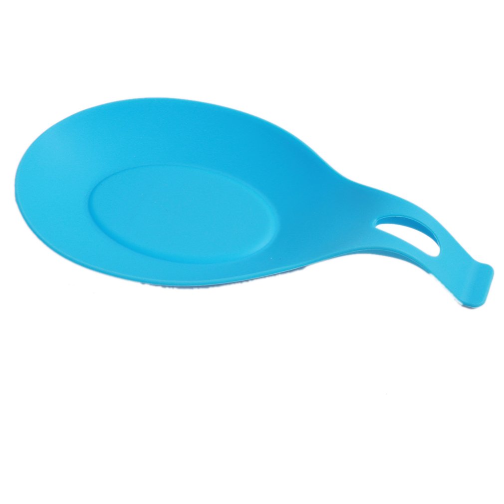 HoitoDeals Blue Silicone Holder Spoon Rest Heat Resistant Teabag Tidy Holder Cooking Utensil Dish
