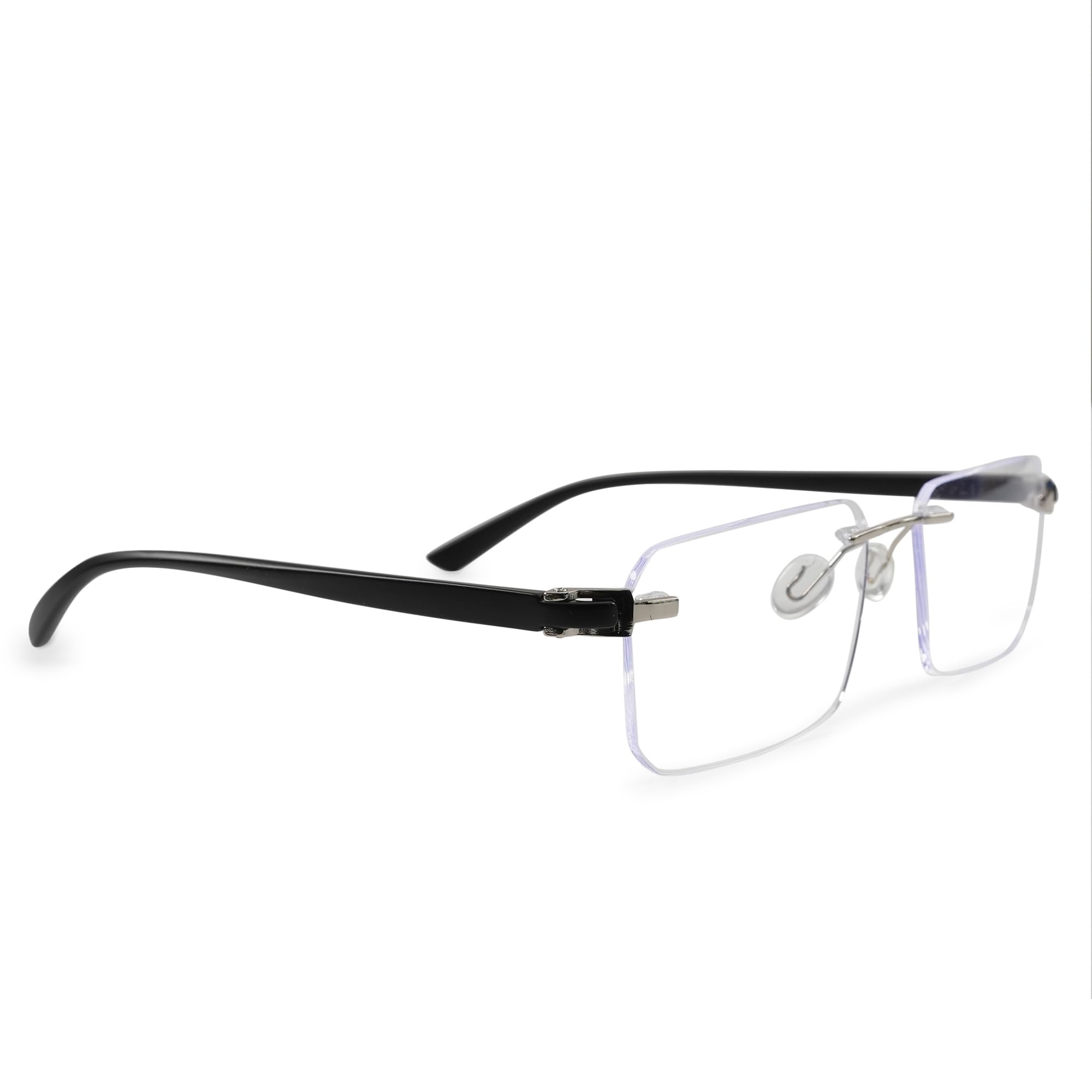 Redex Rimless Aviator Frame For Men & Women (Black) (Silver) - Image 4 thumbnail
