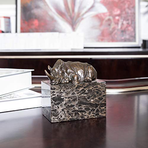 Toperkin Tpal-272 Rhinoceros Statue African Rhino Collectible Figurine, 5 Inch, Bronze #TOP3