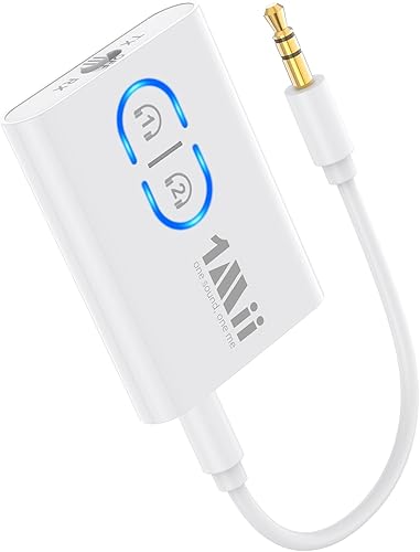 Miniatura 8 de 1Mii Receptor transmisor Bluetooth 5.3 para TV a auriculares inalámbricos, doble enlace aptX adaptativo/baja latencia/audio HD, adaptador auxiliar