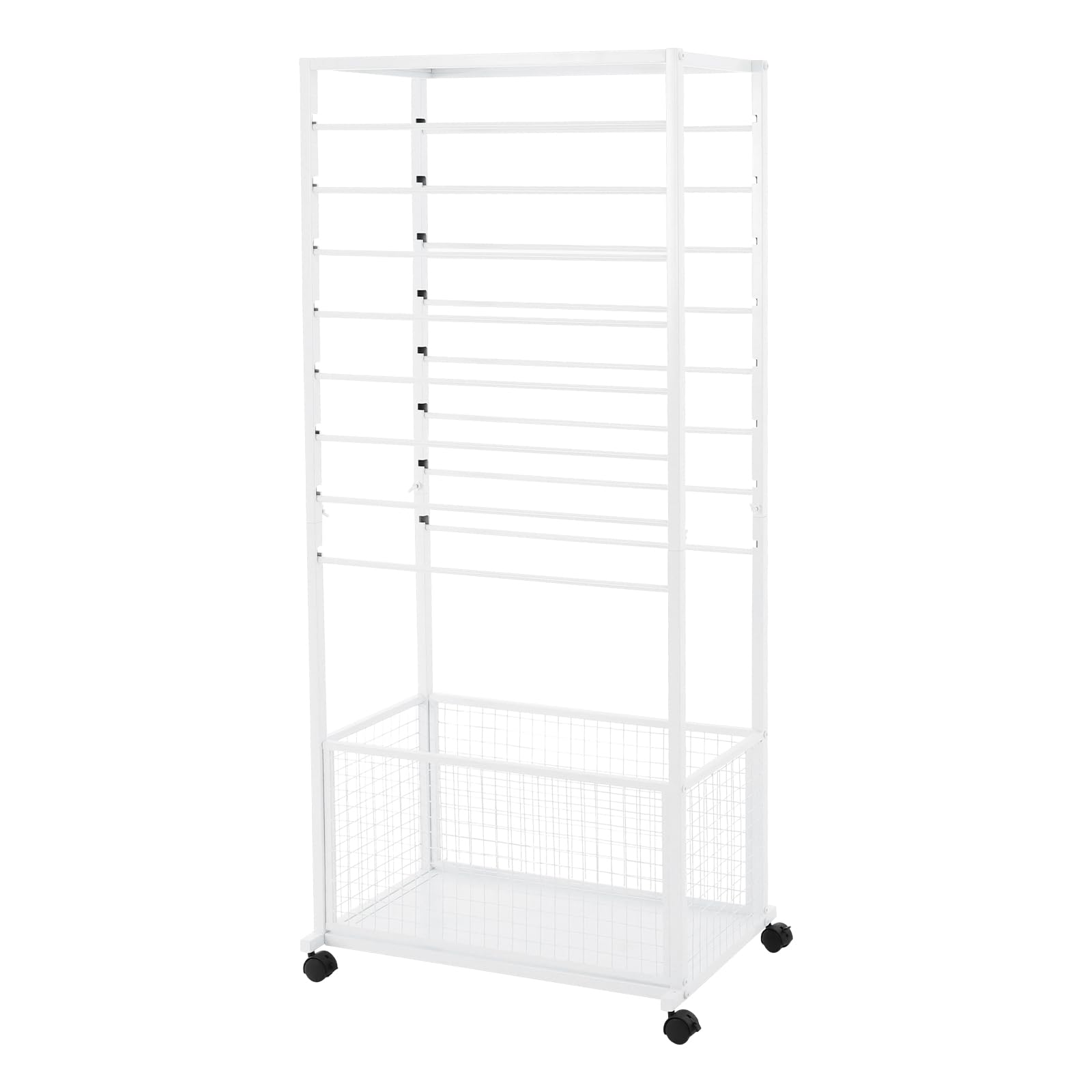 Bänder-Organizer 16 Etagen, 67×32×150 cm, mit Rollen und Bremsen – Aufbewahrungsständer für Bänder, Stoffe und Geschenkpapier, ideal für Bastelräume und Blumenläden