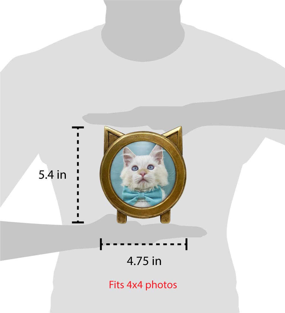 Isaac Jacobs 'Meow' Cat Picture Frame - Black Wood Tabletop Or Wall Frame For 4x6 Photos, Pet Lover Gift