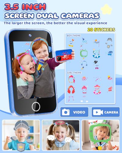 Image of Kids Phone 3.5 inch Touchscreen, Pretend Smartphone with Dual Camera | Spider Toy Phone for Boys 3-8, Learning ABC & Habit Tracker, Birthday Christmas Gift for 3 4 5 6 7 8 Year Old