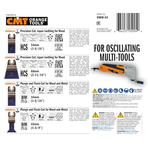 CMT OMM-X4 jeu de 4 accessoires pour outils multifonctions oscillants pour atelier