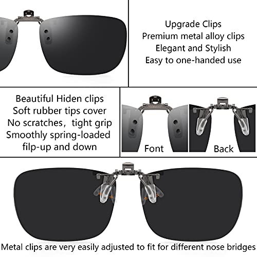 Image of CAXMAN Polarized Clip On Sunglasses Over Prescription Glasses for Men Women UV Protection