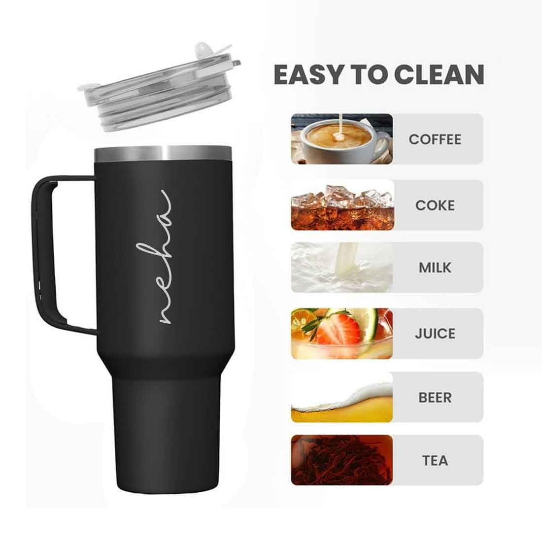 Nutcase Custom Coffee Tumbler with Lid and Straw Large Size Insulated Travel Mug 1200ml 2