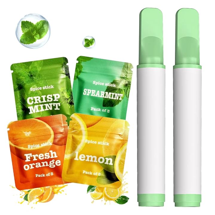 2 Stück Rauchentwöhnung Atemstick Rauchentwöhnung Hilfsmittel Eine Angenehme Raucherentwöhnung-Alternative 12 Nikotinfreie Filter Minze Erdbeere Zitrone Orange Usw(Grün)