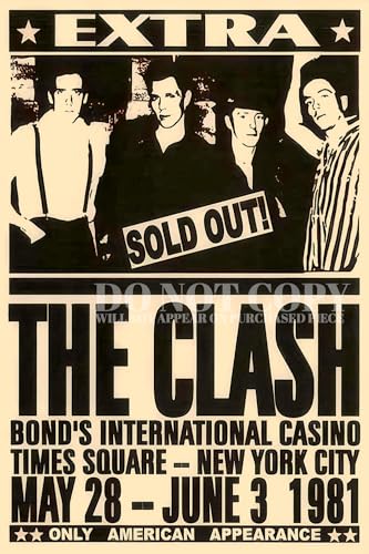 Poster de concert The Clash vintage Joe Strummer punk rock NYC
