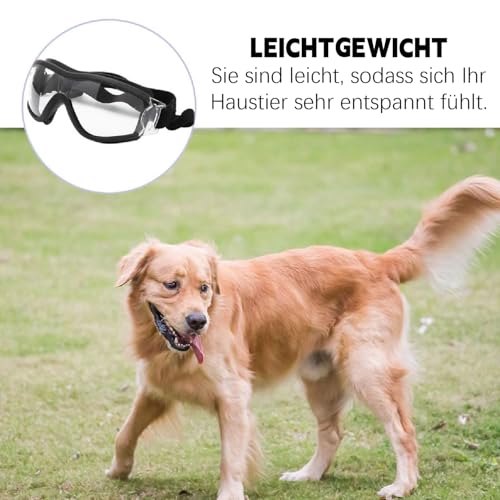 Esshogo Hundebrille Sonnenbrille, Große Hunde Hundeschutzbrille, UV-Schutzbrille, Einstellbar Hunde Sonnenbrille, Hundebrille für mittelgroße und kleine, Motorradbrille transparente Einstellbar