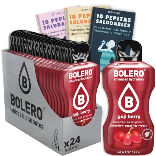 24 x Bebida Bolero BAYAS DE GOJI Hidratante Sin Azucar (24x9 grs) + 30 Pepitas Saludables para una vida más sana by Cia&Co