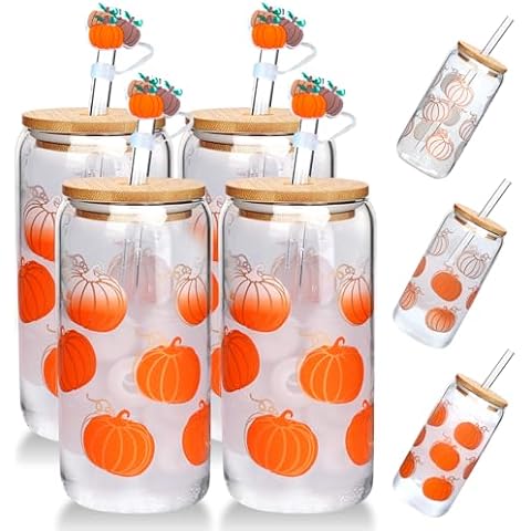 ANOTION Colour Changing Fall Glass Cups Set Cover