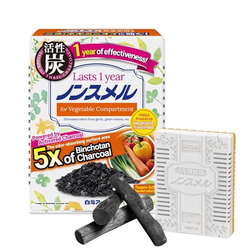 ノンスメル Nonsmel Vegetable Drawer Deodorizer, Produce Drawer Deodorizer for Refrigerator Crisper Drawer, Fridge Odor Absorber for Vegetable & Onion Smells, Made in Japan, 20g