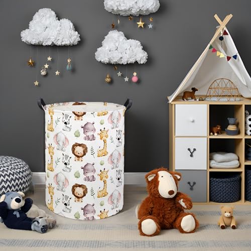 Image of Animal Baby Laundry Basket Kids Hamper Animal Toy Storage Bin for Boys Room Decor Baby Nursery Hamper Gift Baskets for Bedroom Bathroom(Lovely Animal)