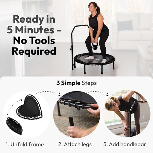 JUMPZYLLA Mini Rebounder Trampoline for Adults, Fitness Trampoline with Bar - image 8