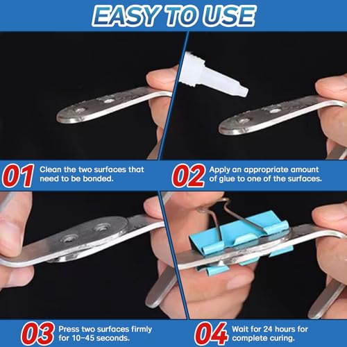 Metal Glue 30 g, Super Glue for Metal, Instant Clear Adhesive for Steel, Zinc, Aluminum, DIY and More, Waterproof, Heat-Resistant, with Anti-Clog Cap - Image 6