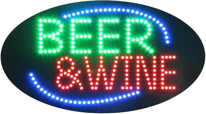 Amazon Led ビールバー ワインリカースピリッツ オープンライトサイン スーパーブライトエレクトリック広告ディスプレイボード パブ クラブ ビストロ ビジネス ショップ 店 窓 寝室用 27 X 15 Inches Hidly 照明