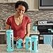 Kitchen Canisters Set For Countertop By Home Basics | Retro-Styled Canisters For Kitchen Counter | Stainless Steel and Glass, See-Through Windows (Turquoise), 4 Pieces