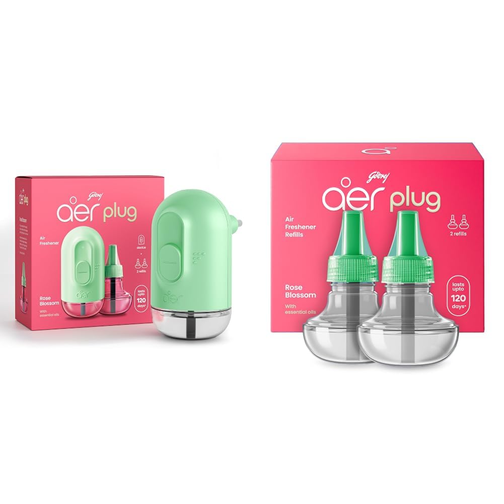 Godrej aer Plug Electric Air Freshener (Machine + 2 Refills (25ml each) | Rose Blossom | Lasts up to 120 days & Plug Electric Air Freshener 2 Refills (20ml each) | Rose Blossom | Lasts up to 120 days-picture-12