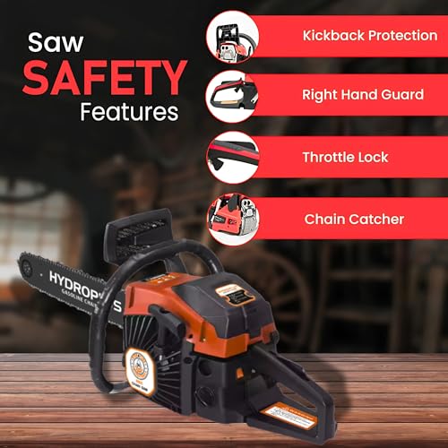 Image of HYDCS6200 Petrol Chainsaw | 62cc 2-Stroke Engine | 20 inch Guide Bar | 0.200L Fuel Tank | Heavy-Duty Wood Cutting Tool for Farming, Tree Felling, Branch Trimming & Outdoor Use