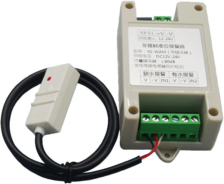 Taidacent Non Contact Water Level Sensor with Alarm Automatic Water Level Controller Sensor Smart Water Level Controller (1 Probe + Alarm + Power Supply)