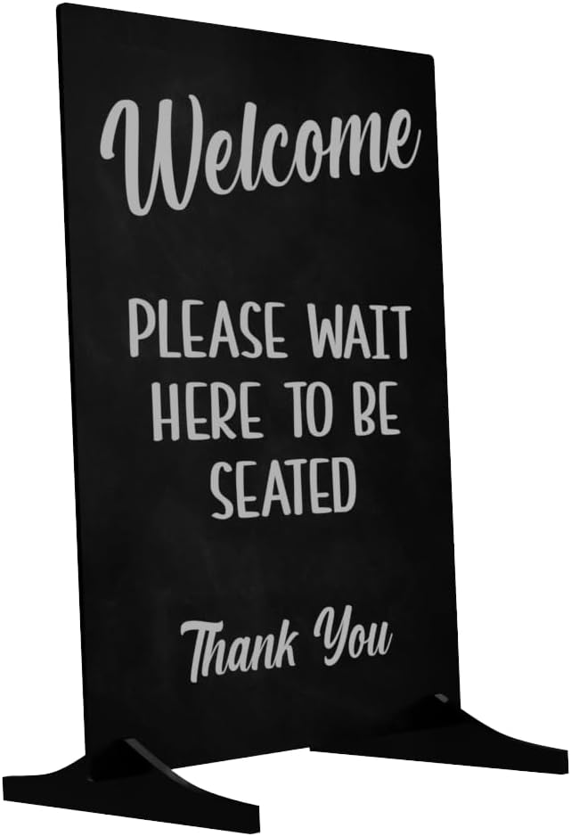 Welcome Sign Stand - Freestanding or Adhesive, Blackboard Effect Acrylic Stand for Cafes, Restaurants or Pubs