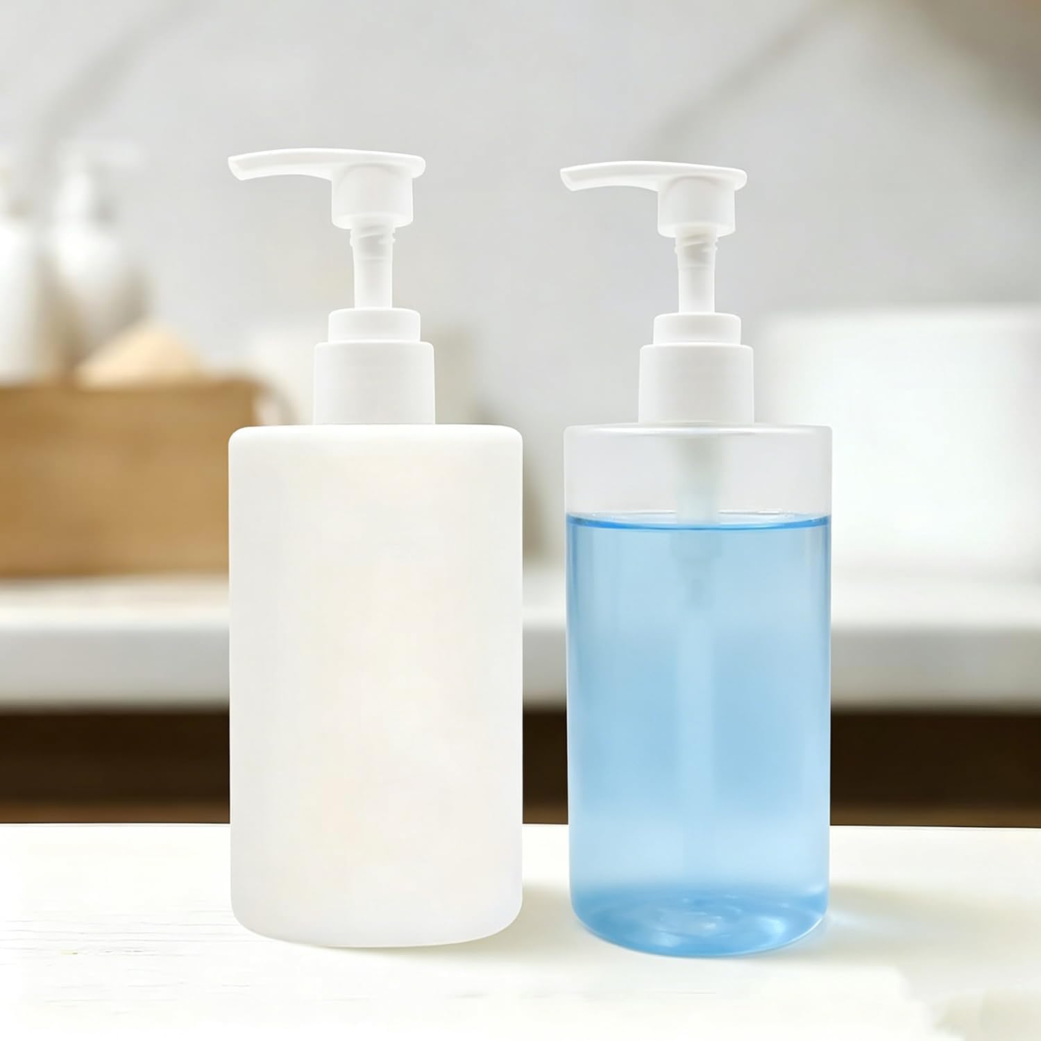 Pump Replacement – 500ml Lotion Pump Dispenser, 2 Pack White Heavy Duty Plastic Pump Head, Screw-On Collar, Easy Open by Turning Counterclockwise for Liquid Soap & Detergent Bottles
