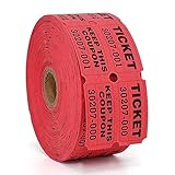Rolls of 1000 double stub raffle tickets, with consecutively numbered and Perforated line ,easy to use save to time-red Each double stub raffle tickets measures 2x2 inches and split Into 2 X 1 inch halves. The back of the "ticket" part has a place fo...