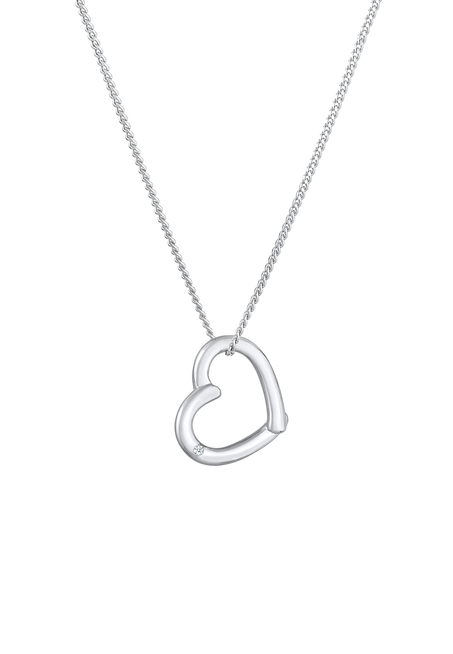 ElliElli DIAMONDS Halskette Damen Herz Anhänger Liebe Elegant mit Diamant (0.015 ct.) in 925 Sterling Silber