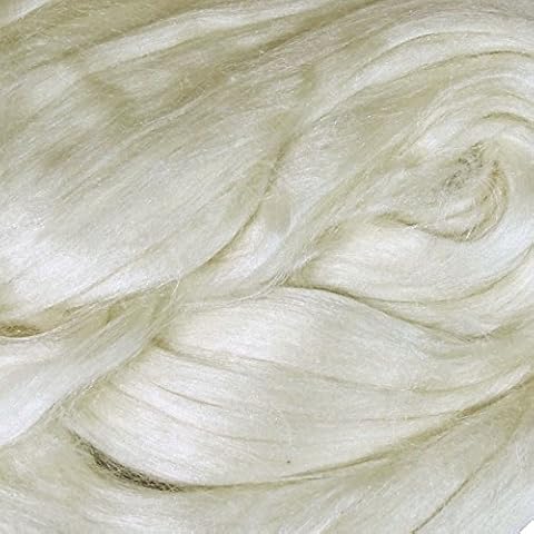 Natural Undyed Mulberry Silk Top Spinning Blending Felting Luxury Fiber - 100 Gram (3.5 oz) Cover