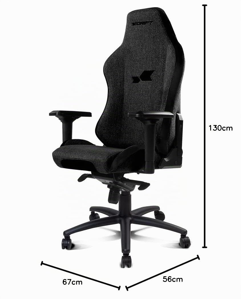 Drift Gaming DR275 - Silla Gaming Profesional, Material Tela con Acabado de Terciopelo, reposabrazos Ajustables 4D, pistón Clase 4, giratoria, Mecanismo Frog, Color Negro