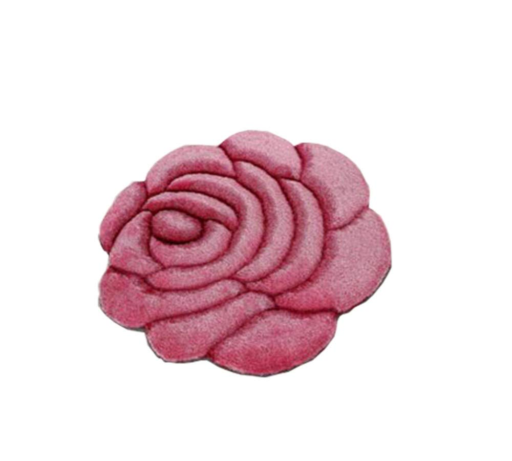 Tapis de salle de bains rose en moquette douce 120x120cm