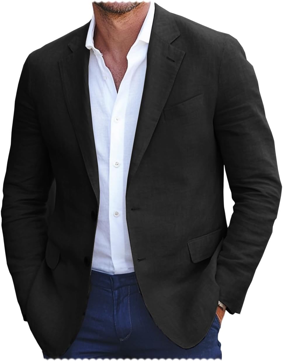 Men's Blazer Linen Formal Slim Fit Lightweight Suit Jacket for Prom Dinner