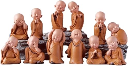 Miniatura 4 de Pequeña estatua de Buda Monje Resina Artesanías Lindo Ornamento Decoración del Hogar (1 PCS)