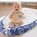 Loevin Baby Lounger for Newborn (0-24 Months) - 100% Cotton Baby Nest with Handles, 2-in-1 Play Mat & Diaper Changing Pad, Portable for Home & Travel, Infant Essentials Gifts (Elephant Blue)