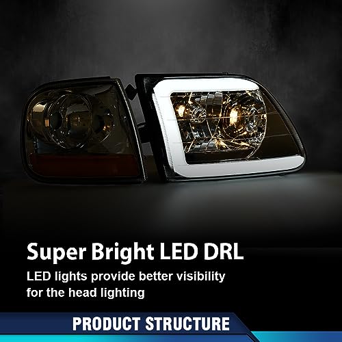 Image of PIT66 LED DRL Strip Headlights Assembly Corner Lights Fit 97-03 F150