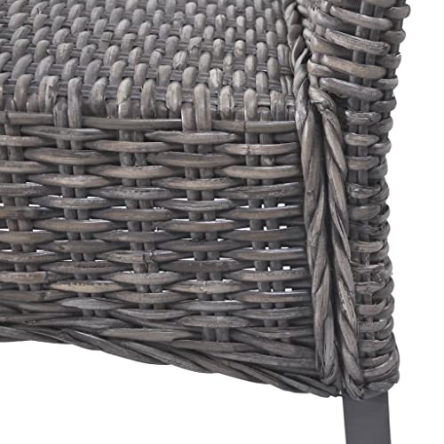 Bigto Dining Chairs Of 2 Pcs Brown Kubu Rattan And Mango Wood Kitchen Restaurant Chair 18.1" X 24" X 36.6" #TOP6