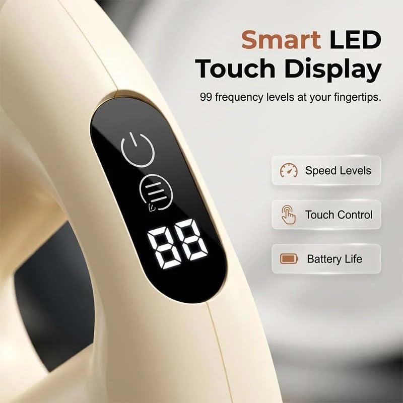 Portable 2-in-1 Fascia Ring Massager, Ergonomic Design Multifunctional Full-Body Massage Gun, Hands-Free Electric Massager with Smart Led Touch Display, Adjustable Strap For All Bodies (Light Pink)