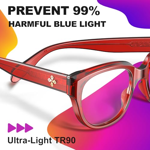 Image of VISOONE Retro Round Blue Light Blocking Glasses with Anti Computer Glare for Gaming Women and Men BLAZE